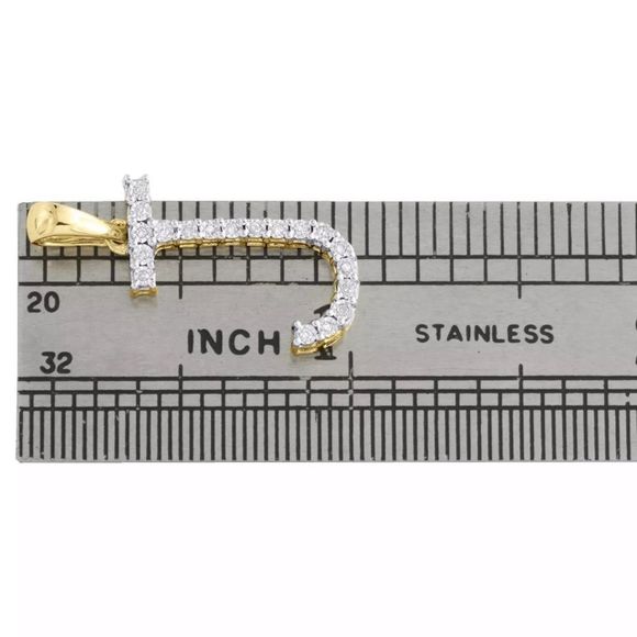 Real Diamond 10K Gold Letter J Charm Pendant - Picture 2 of 3